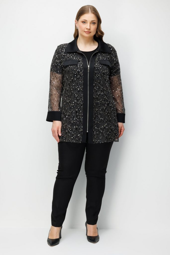 GİLDA Cep Kapaklı Pullu Fileli İç Bluzlu Tunik 40367 - Siyah