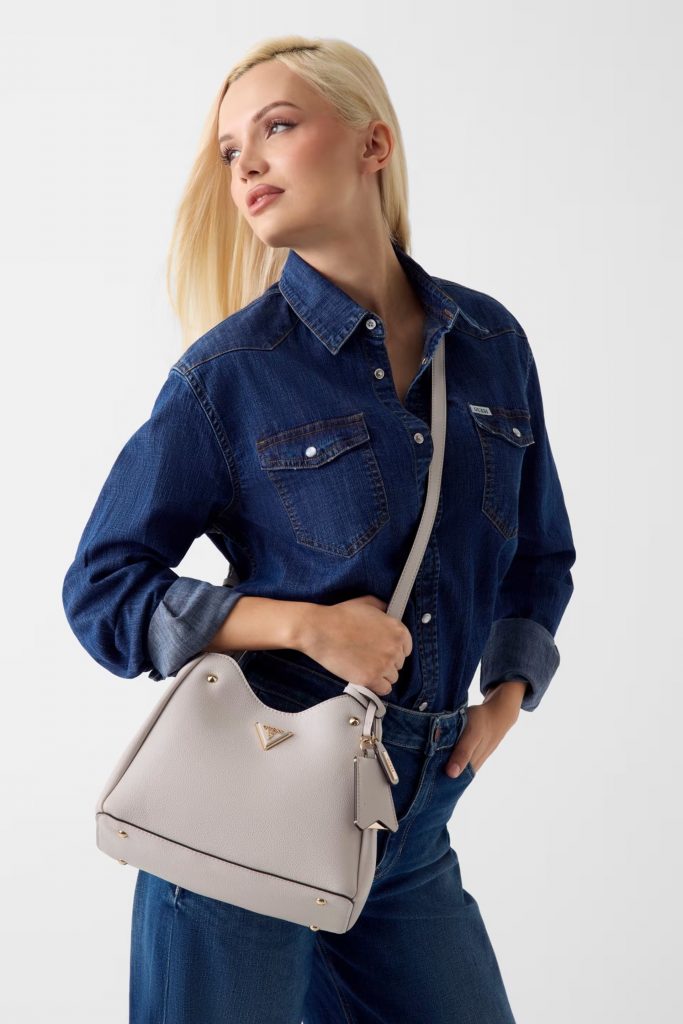 GUESS Meridian Logo Çanta HWBG6974050 - KREM