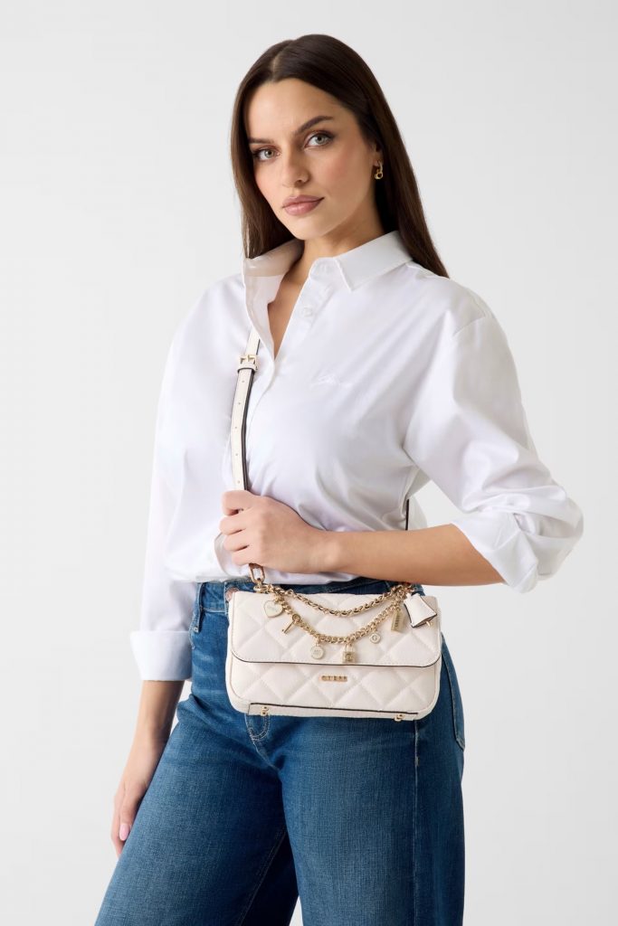 GUESS Libby Crossbody Çanta HWGG9912200 - EKRU