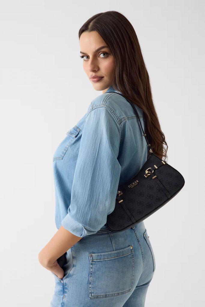 GUESS Leona Logo Omuz Çantası HWSG9917180 - ANTRASİT