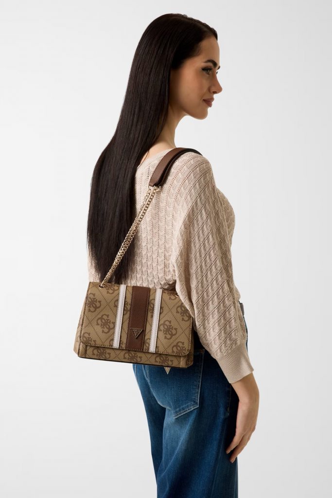 GUESS Noelle Logolu Çapraz Çanta HWSS9672210 - Latte