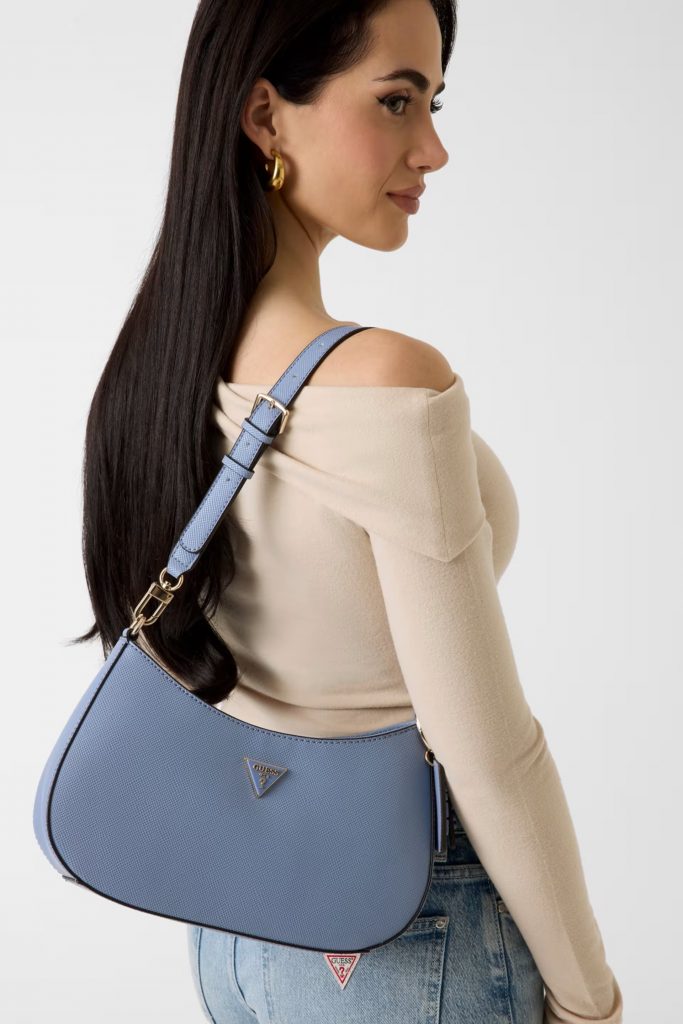 GUESS Noelle Saffiano Omuz Çantası HWZG9672180 - MAVİ