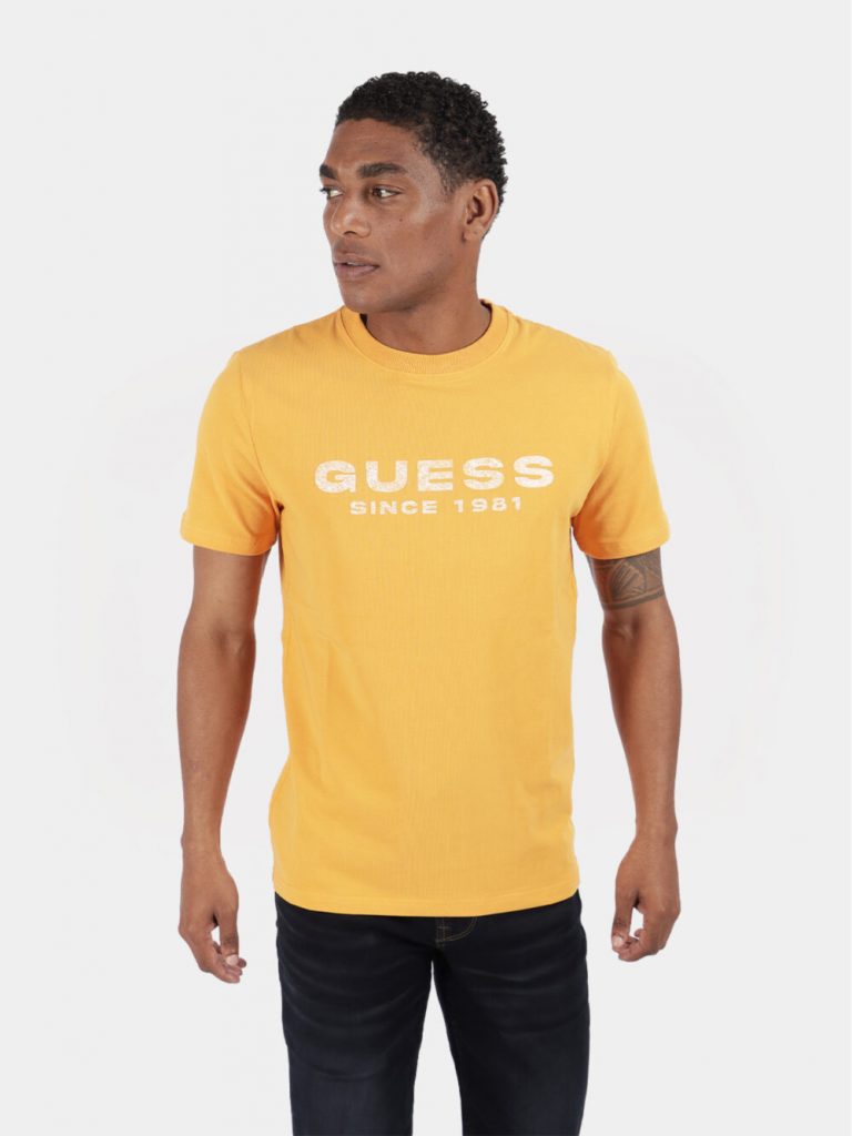GUESS Kendinden Desenli T-shirt M4GI61J1314 - karamel
