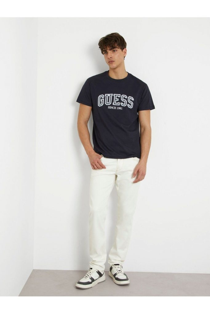 GUESS Kendinden Desenli T-shirt M4GI61J1314 - Lacivert