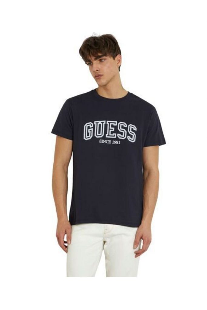 GUESS Kendinden Desenli T-shirt M4GI61J1314 - Lacivert