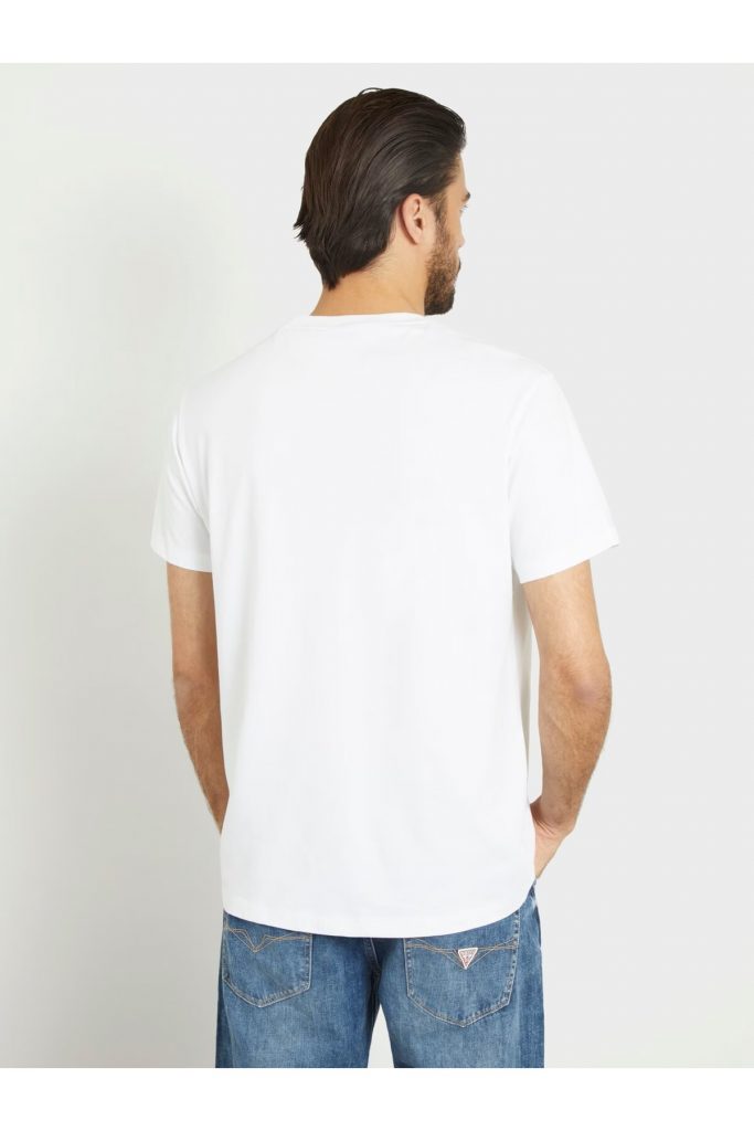 GUESS Kendinden Desenli T-shirt M4GI61J1314 - Beyaz