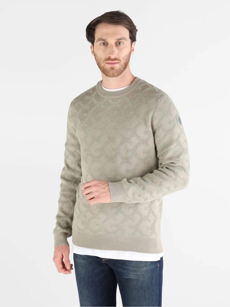 GUESS Kabartma Jakarlı Logolu Triko Kazak M5BR19Z0470 - YEŞİL