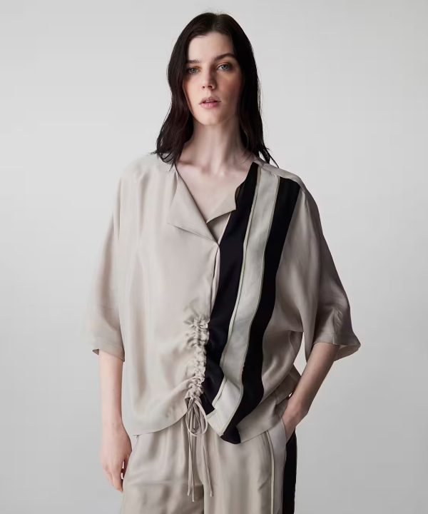 İPEKYOL Ayarlanabilir Büzgülü Colorblock Bluz IS1260006084