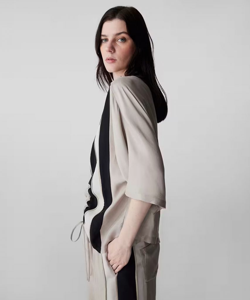 İPEKYOL Ayarlanabilir Büzgülü Colorblock Bluz IS1260006084