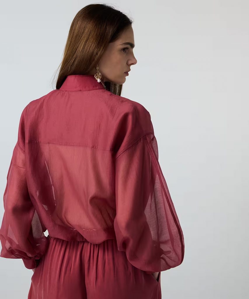 İPEKYOL Yüksek Yaka Yalon Bluz IS1260006111 - GÜL KURUSU