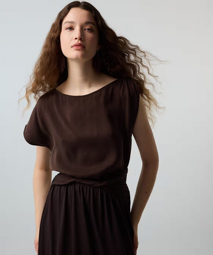 İPEKYOL Asimetrik Kol Bluz IS1260006173 - kahve