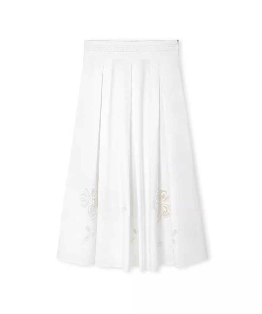 İPEKYOL Boncuk ve Organze Aplikeli Etek IS1260004133 - Beyaz