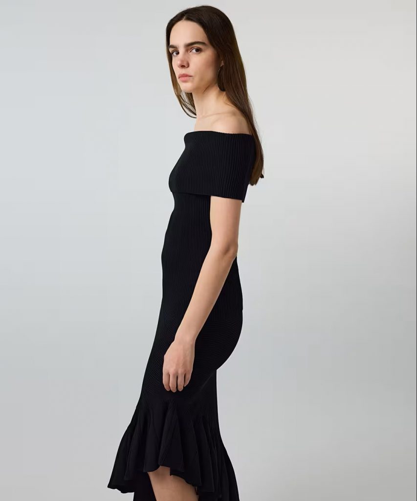 İPEKYOL Asimetrik Volanlı Triko Etek IS1260004143 - Siyah