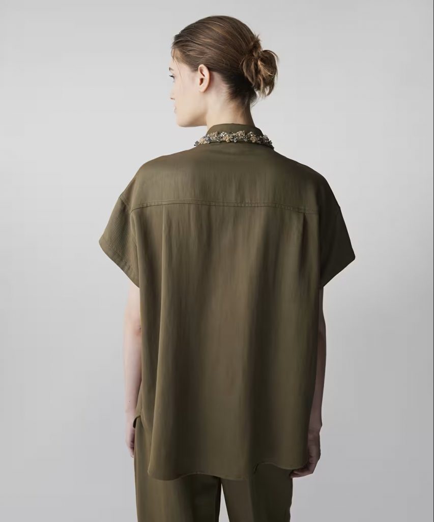 İPEKYOL Taş ve Boncuk Aplikeli Gömlek IS1260025139 - HAKİ