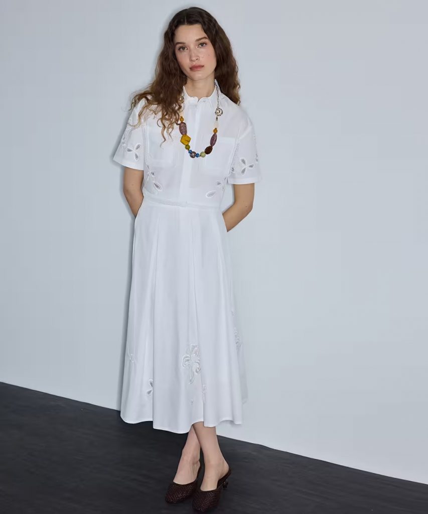 İPEKYOL Boncuk İşlemeli Nakışlı Poplin Gömlek IS1260025218 - Beyaz