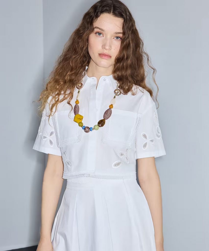 İPEKYOL Boncuk İşlemeli Nakışlı Poplin Gömlek IS1260025218 - Beyaz