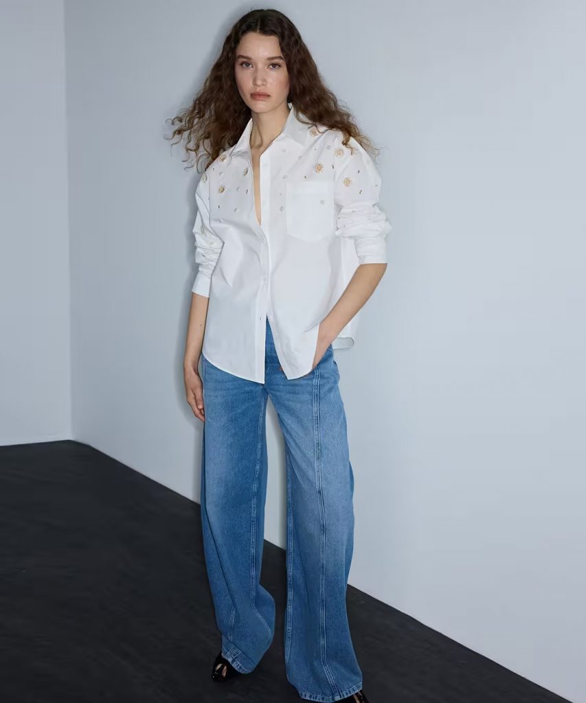 İPEKYOL Nakışlı Cutout Poplin Gömlek IS1260025244