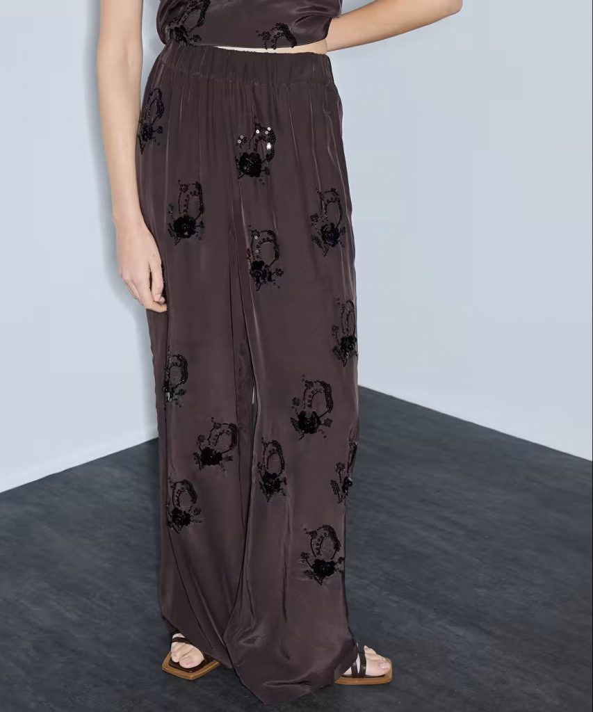 İPEKYOL Payetli Ve Boncuklu Pantolon  IS1260003170 - kahve