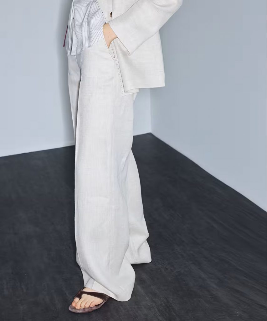 İPEKYOL Kemerli Keten Pantolon IS1260003212 - TAŞ