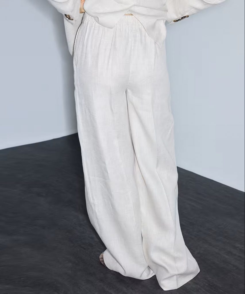 İPEKYOL Kemerli Keten Pantolon IS1260003212 - TAŞ