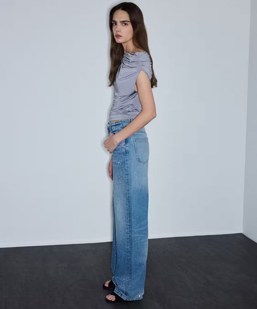 İPEKYOL Hotfix Baskılı Wide Leg Jean Pantolon IS1260018040