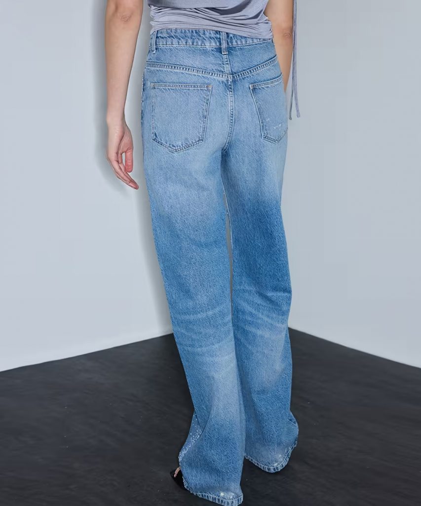 İPEKYOL Hotfix Baskılı Wide Leg Jean Pantolon IS1260018040 - İNDİGO