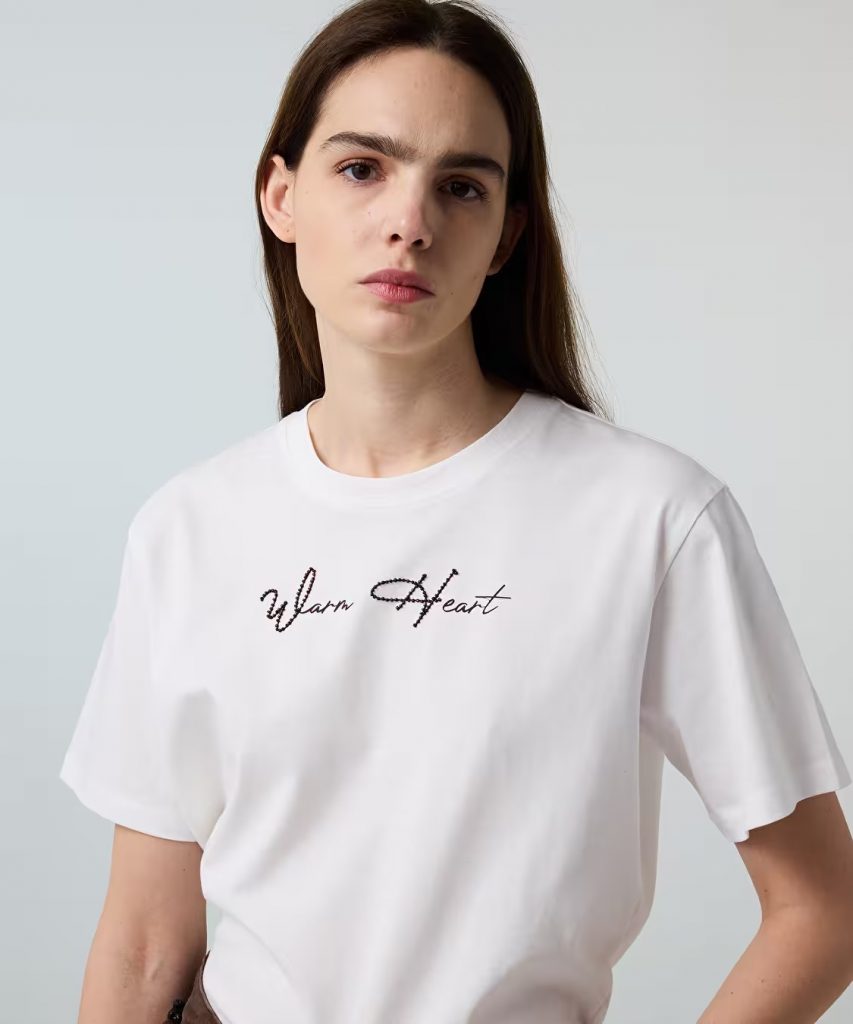 İPEKYOL Slogan Baskılı İşlemeli Tişört  IS1260070245 - EKRU