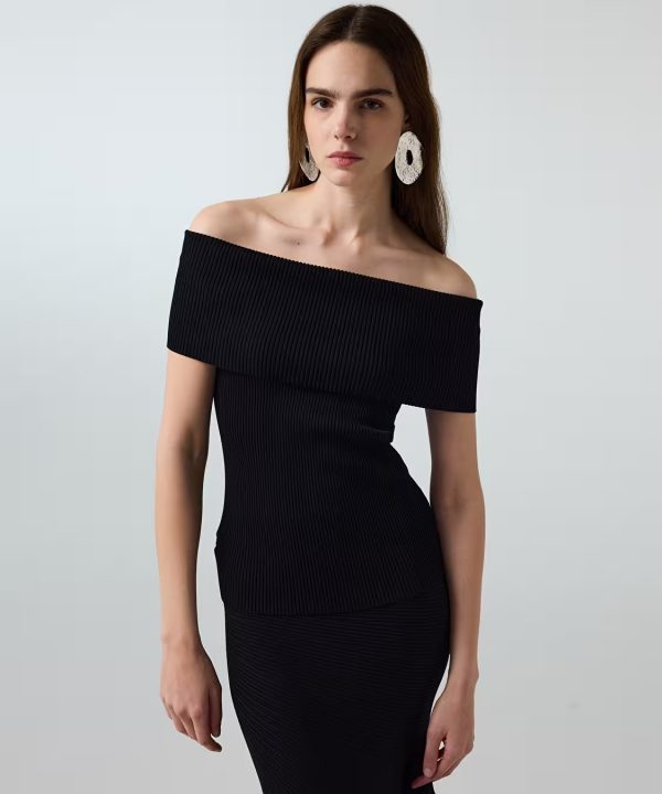 İPEKYOL Omzu Açık Ribanalı Triko Bluz IS1260050109