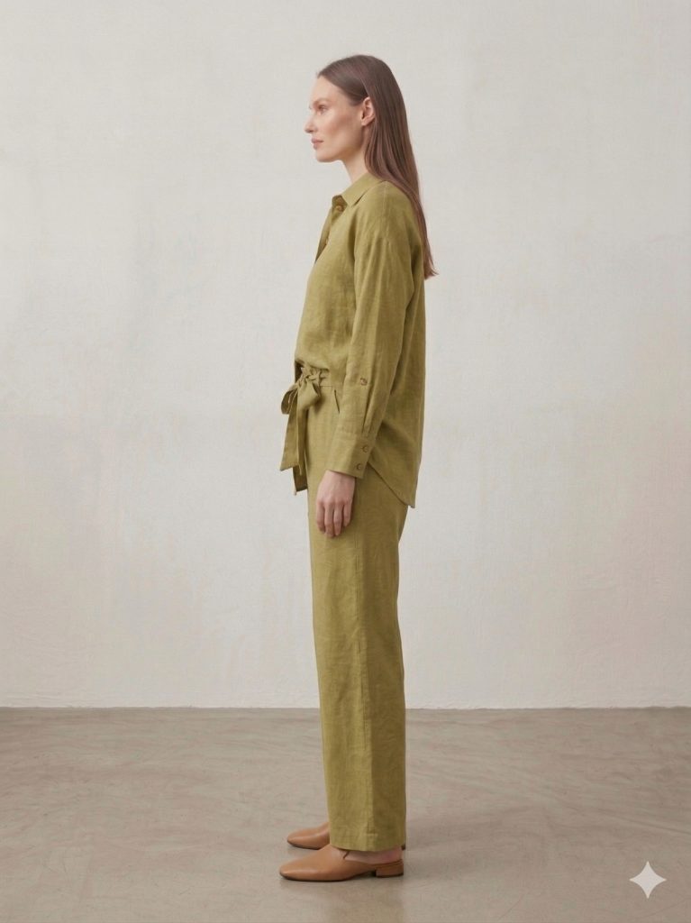 KAYRA Kendinden Çiçek İşlemeli Takım 16063 - HAKİ