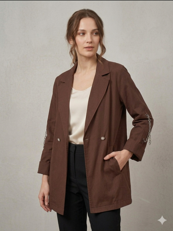 KAYRA Kolu Zincir Detaylı Ceket 73022A