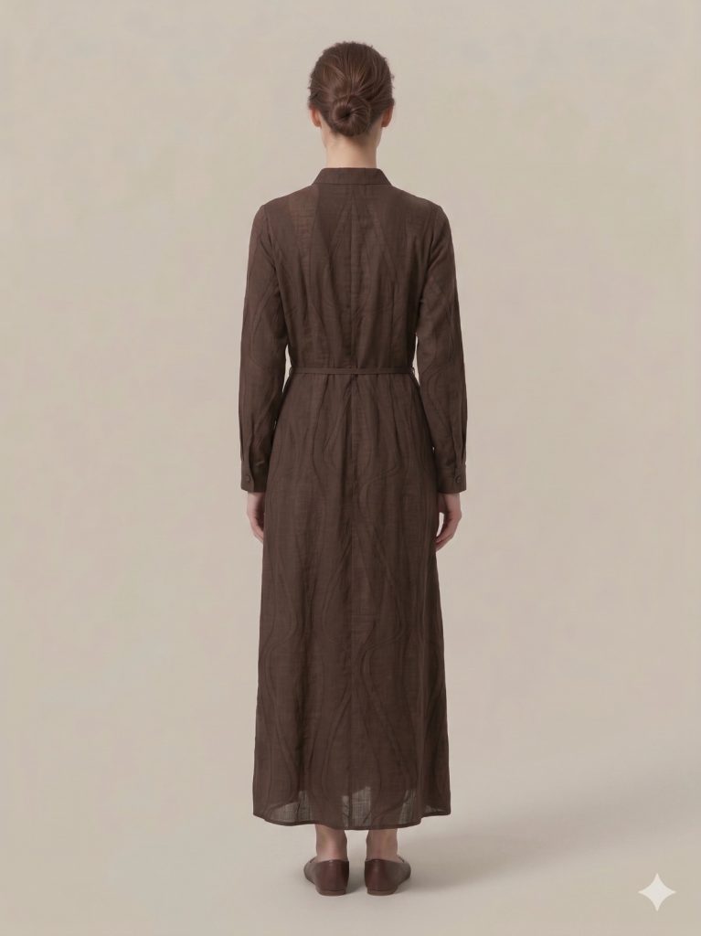 KAYRA Bel Bağlamalı Düğme Detaylı Elbise 23060