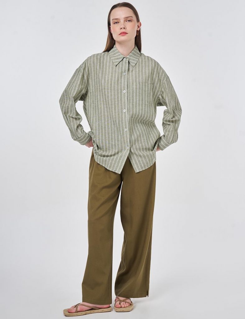 KAYRA Tek Cepli Pamuk Keten Gömlek 11007