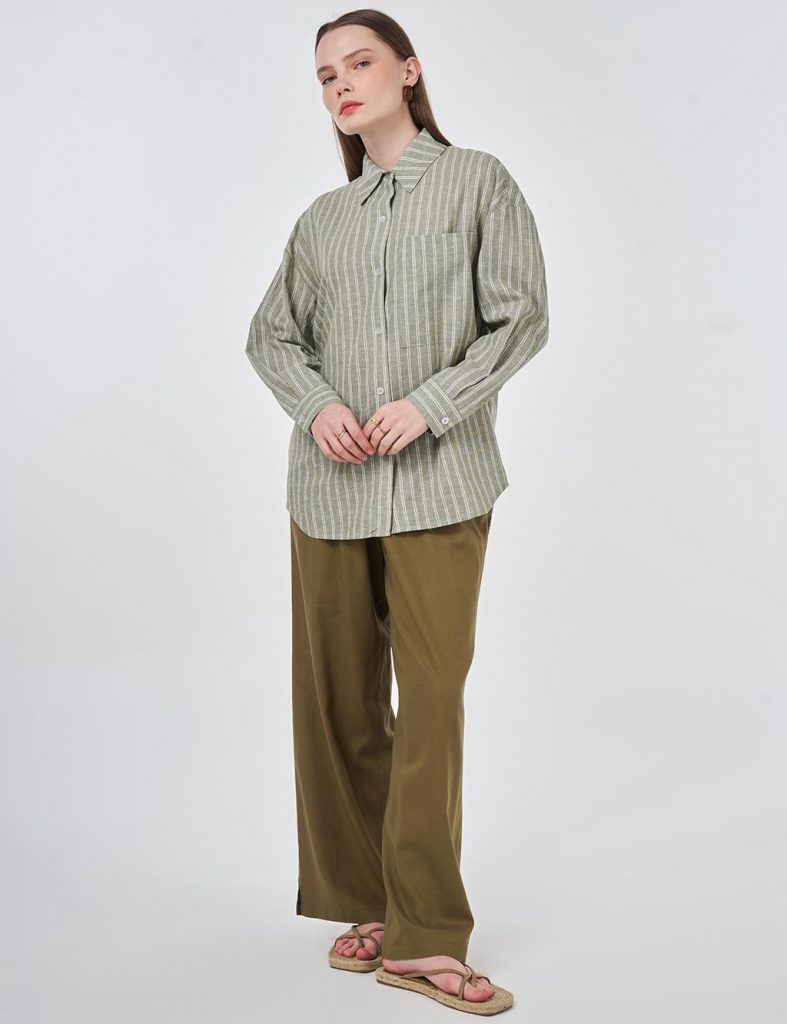 KAYRA Tek Cepli Pamuk Keten Gömlek 11007