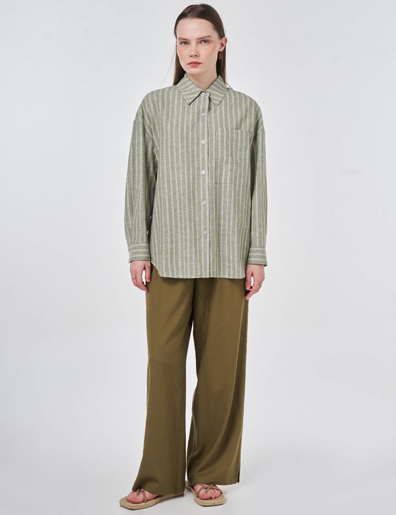 KAYRA Tek Cepli Pamuk Keten Gömlek 11007