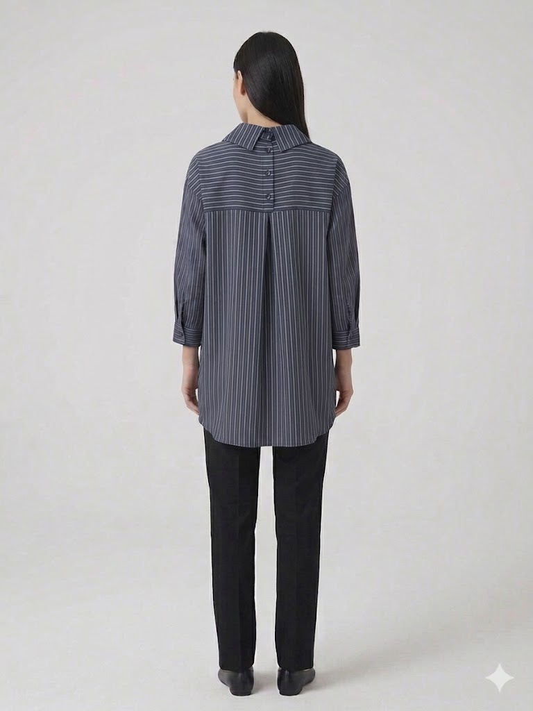 KAYRA Çiçek Detaylı Nakış İşlemeli Gömlek 11043 - K.LACİVERT