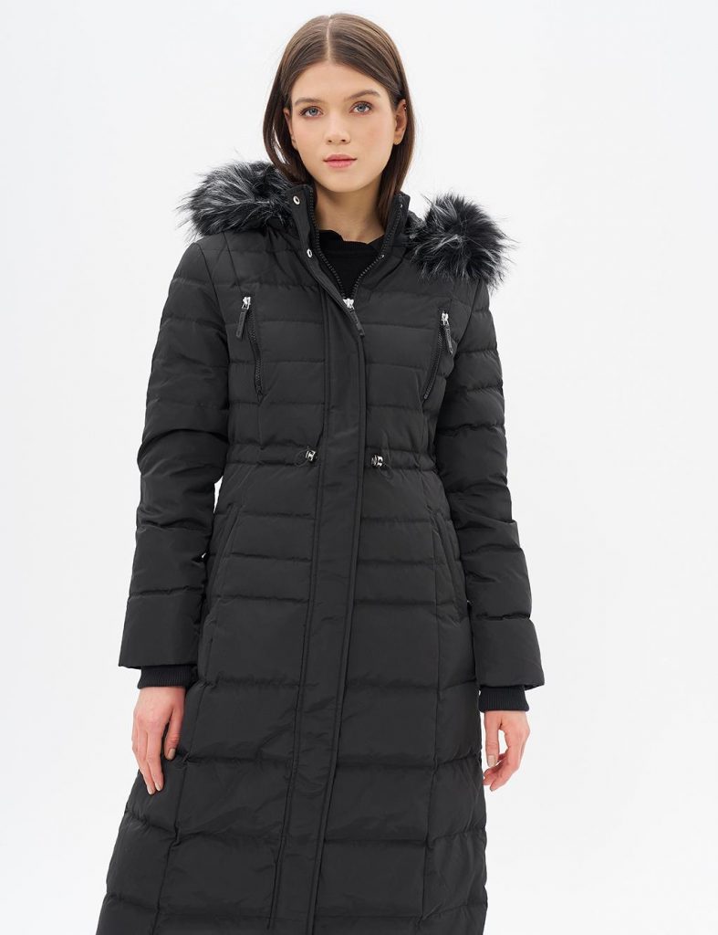 KAYRA Kaz Tüyü Dolgulu Uzun Mont 27001 - Siyah