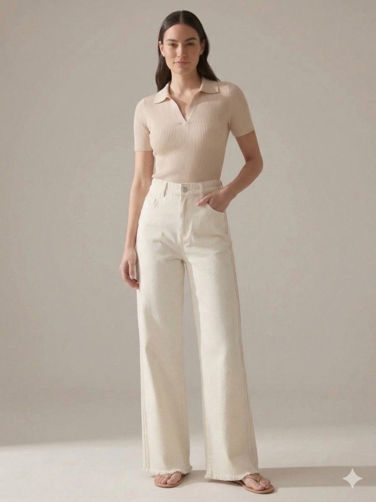 KAYRA Paçası Püsküllü Pantolon 79043 - EKRU