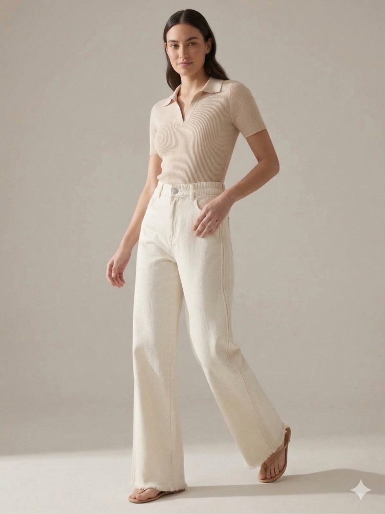 KAYRA Paçası Püsküllü Pantolon 79043 - EKRU