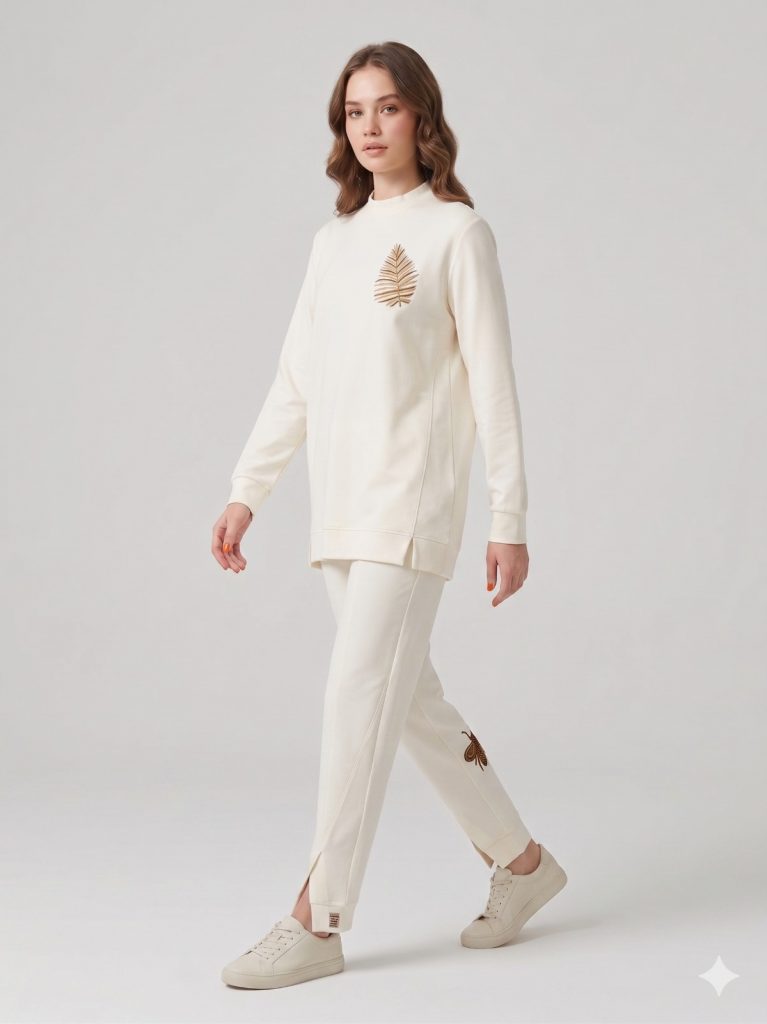 KAYRA Desenli Bluz 31019 - EKRU