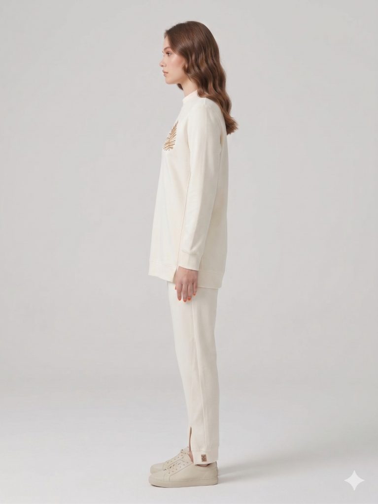 KAYRA Desenli Bluz 31019 - EKRU