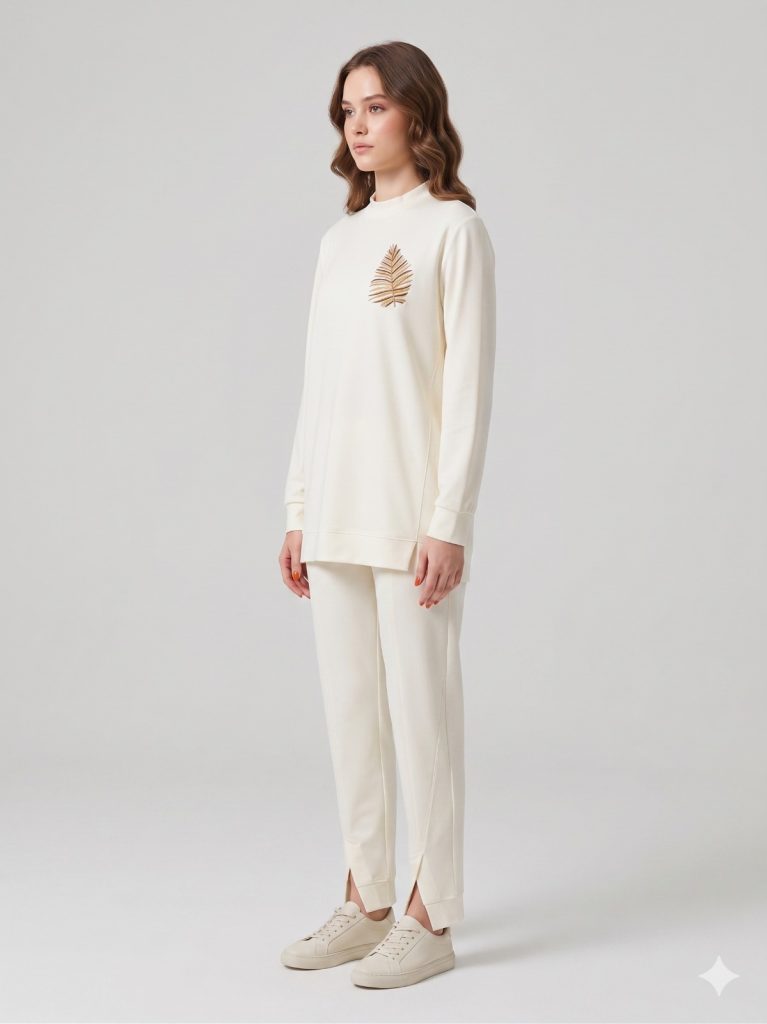 KAYRA Desenli Bluz 31019 - EKRU