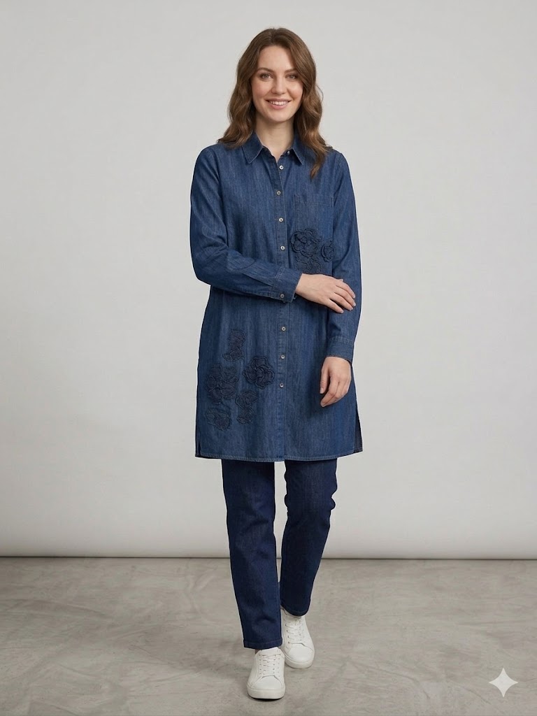 KAYRA Çiçek Detaylı Tunik 21080 - KARMA