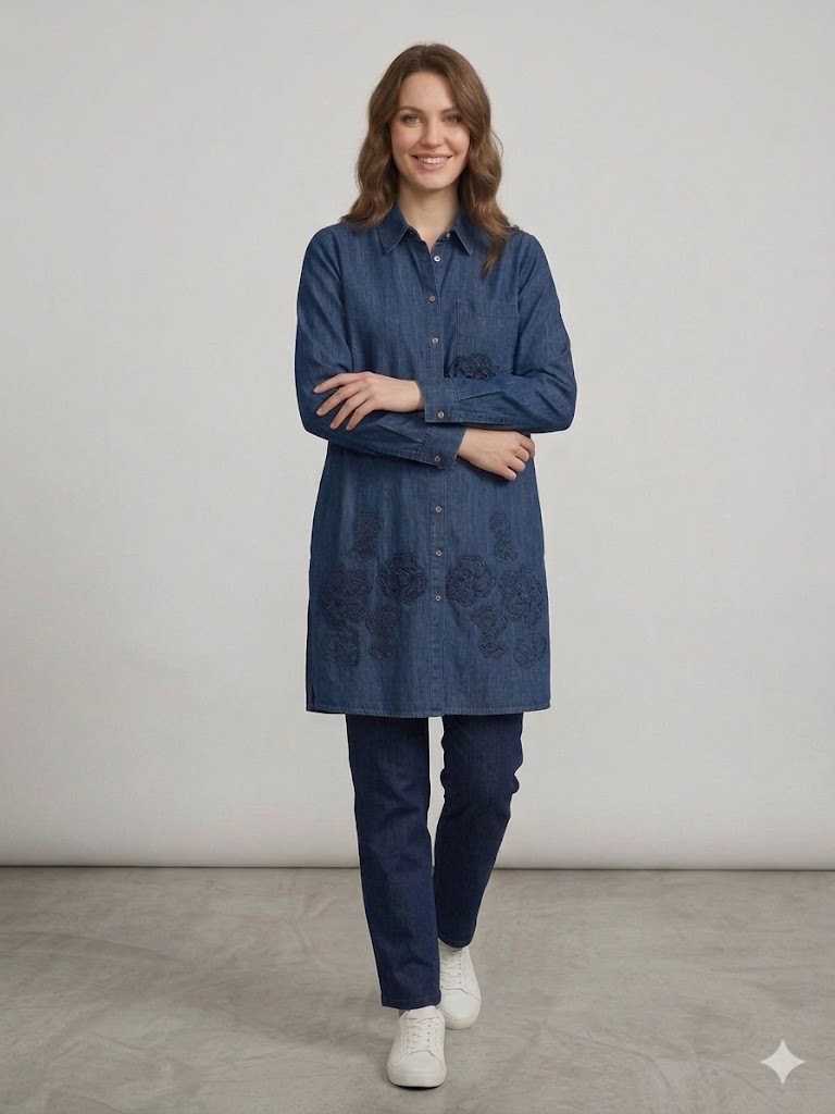 KAYRA Çiçek Detaylı Tunik 21080 - KARMA