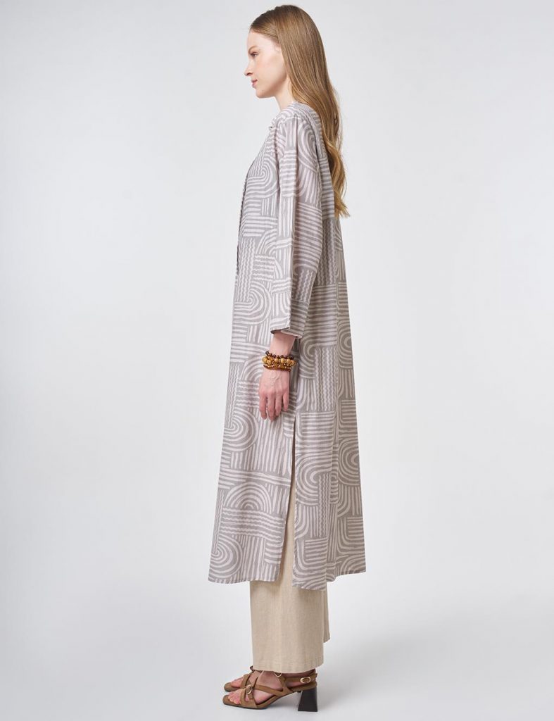 KAYRA %100 Pamuklu Hakim Yaka Tunik 21130 - KÜF YEŞİLİ