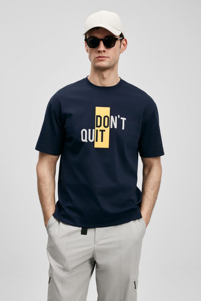 LUFİAN Carl Modern Grafik Tişört 111020285 - Lacivert