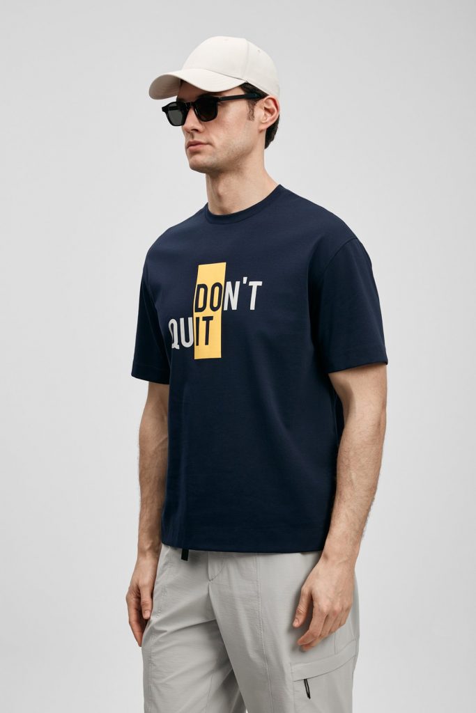 LUFİAN Carl Modern Grafik Tişört 111020285 - Lacivert