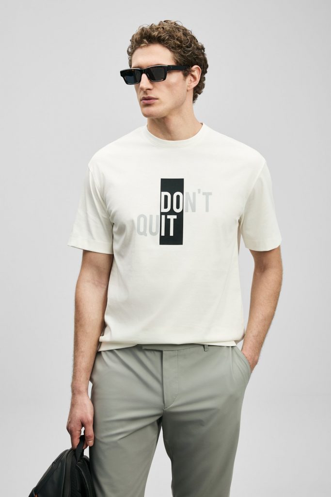 LUFİAN Carl Modern Grafik Tişört 111020285 - KIR.BEYAZ