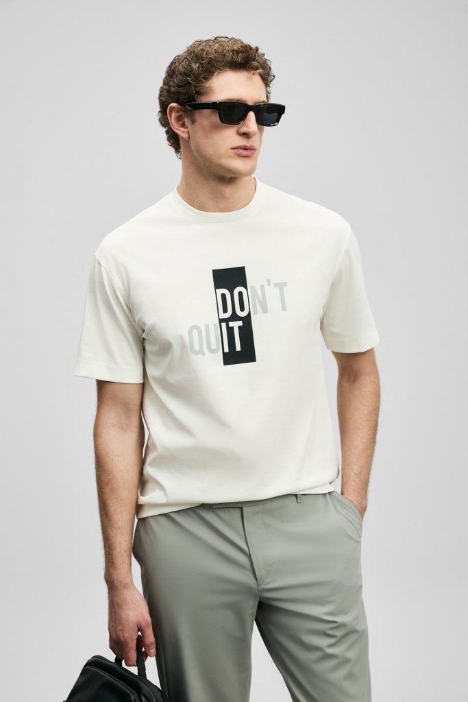 LUFİAN Carl Modern Grafik Tişört 111020285 - KIR.BEYAZ