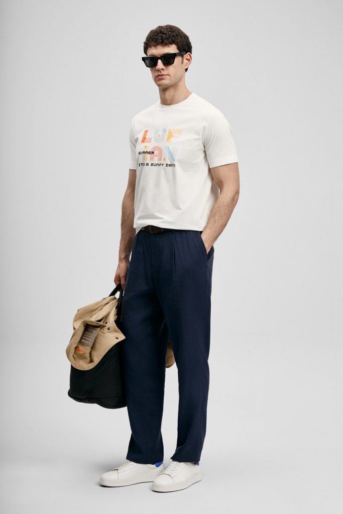 LUFİAN Sunny Modern Grafik Tişört 111020291 - KIR.BEYAZ