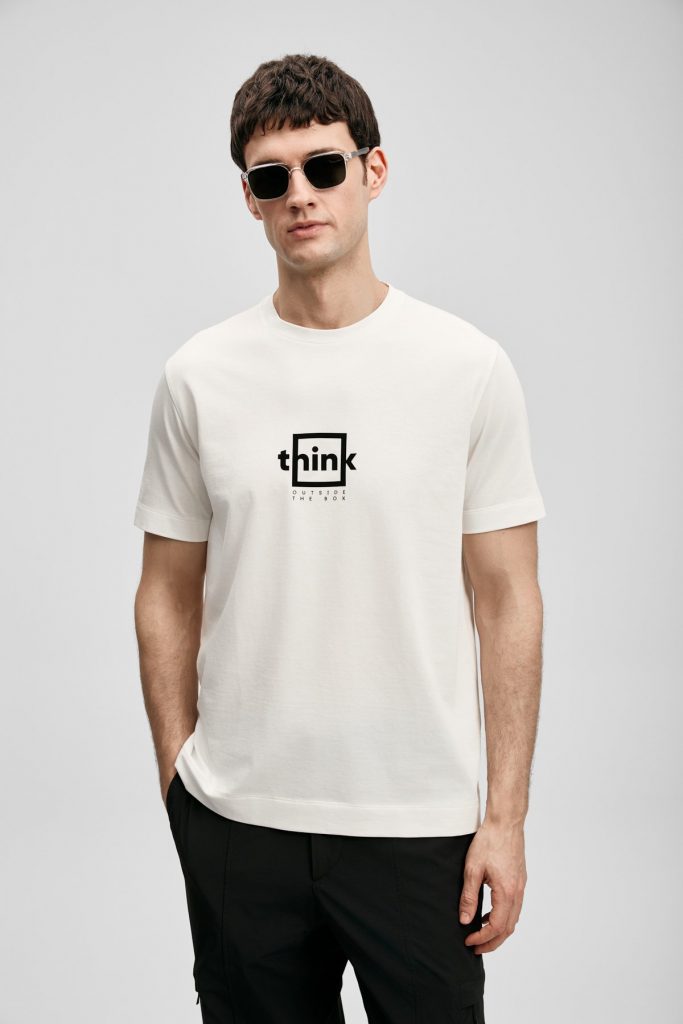 LUFİAN Thınk Modern Grafik Tişört 111020310 - KIR.BEYAZ